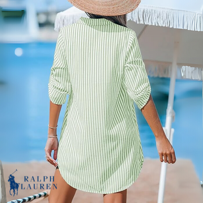 R. Ꮮаᴜгеn Vestido Camisero Clásico a Rayas + Bolsa Tote Brie de R. Ꮮаᴜгеn Gratis