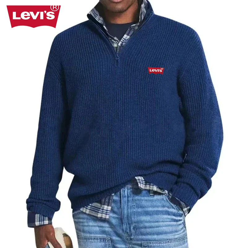 Men’s Quarter-Zip Ribbed Knit Sweater