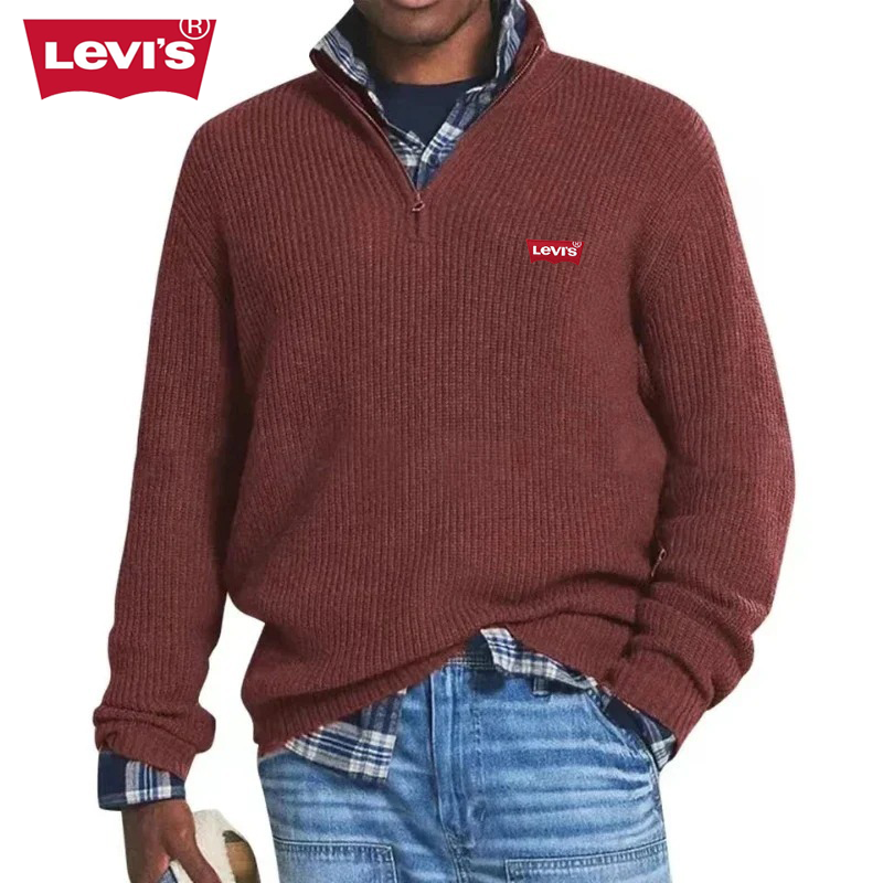 Men’s Quarter-Zip Ribbed Knit Sweater