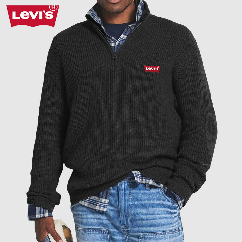 Men’s Quarter-Zip Ribbed Knit Sweater