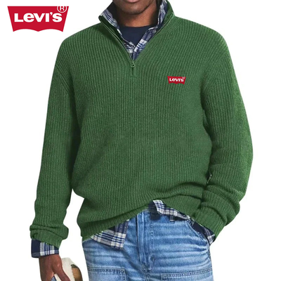 Men’s Quarter-Zip Ribbed Knit Sweater
