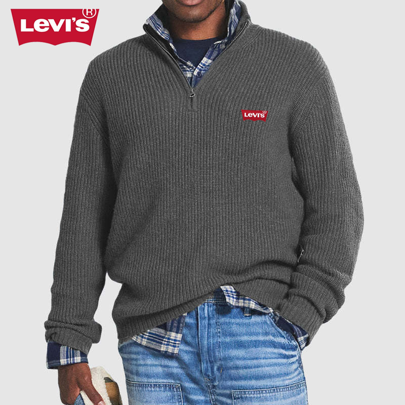 Men’s Quarter-Zip Ribbed Knit Sweater