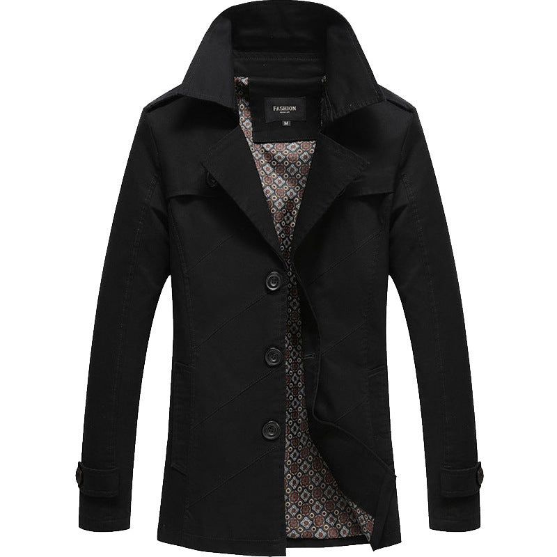 Kingswell™ Navy Wool-Blend Trench Coat