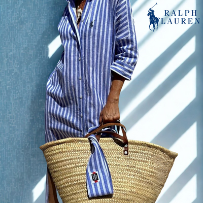 R. Ꮮаᴜгеn Vestido Camisero a Rayas con Cintura Ajustable