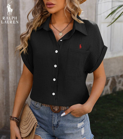 Camisa de Manga Corta R. Lauren con Bolsillo en el Pecho – Corte Aireado
