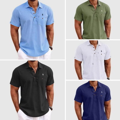 Theodore Willow Linen Polo Shirt